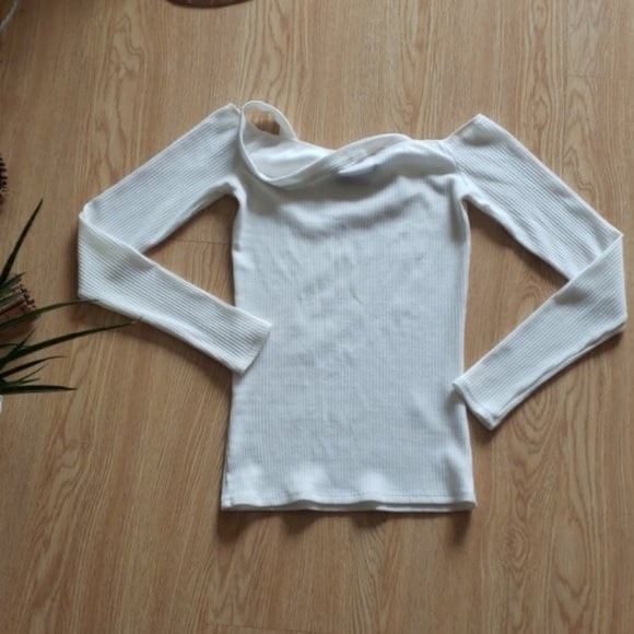 Reformation Ribbed White Long Sleeve - Picture 4 of 4